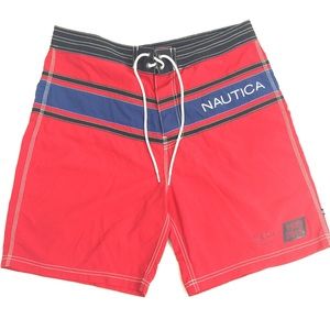 Nautica 36W Red Swimming Trunks Summer Board Short